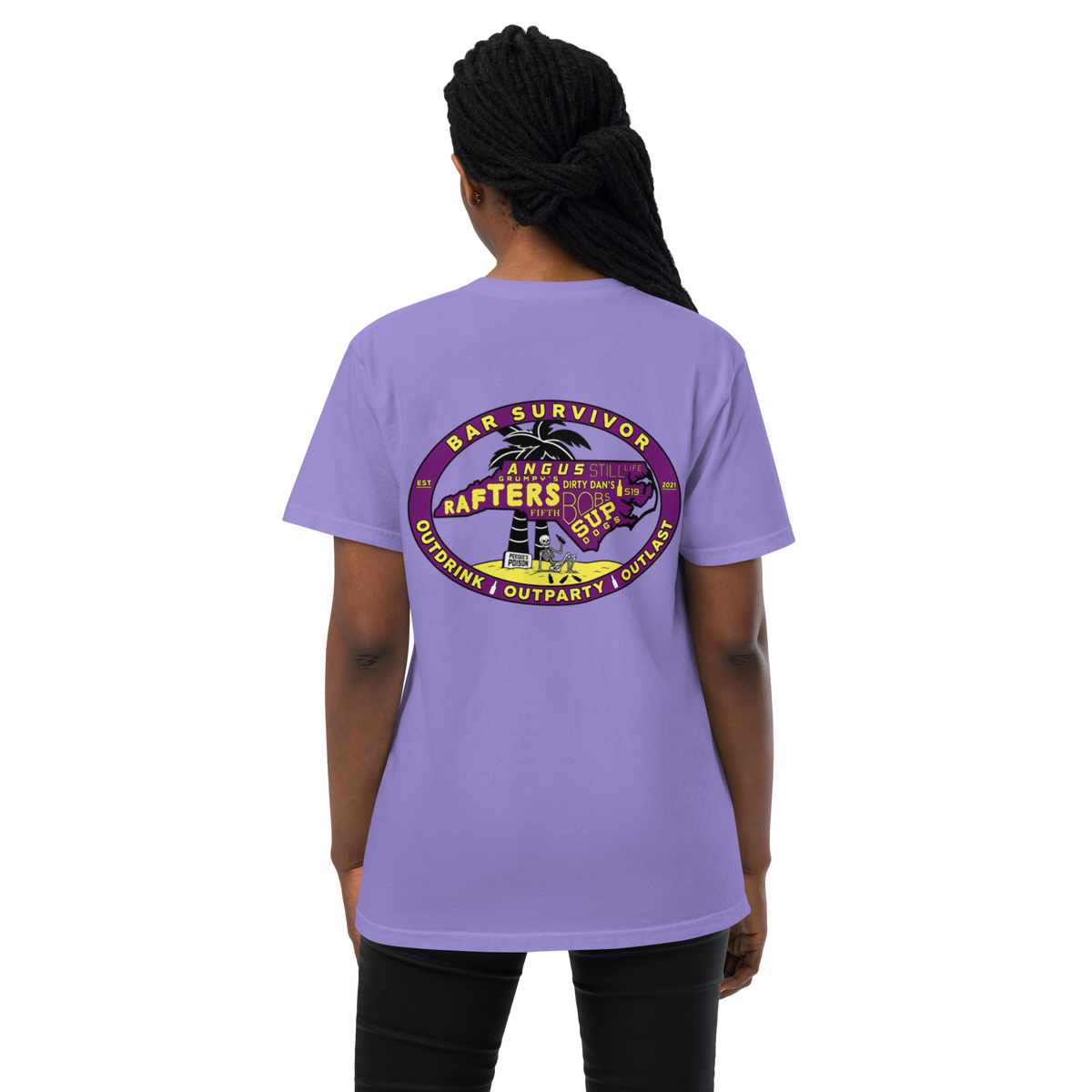 Bar Survivor Greenville OG Logo Pocket Tee- Purple