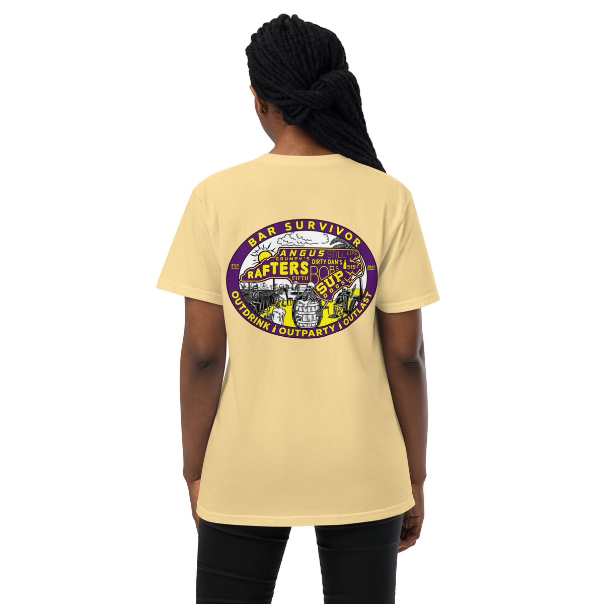 Bar Survivor Greenville Pocket Tee- Yellow