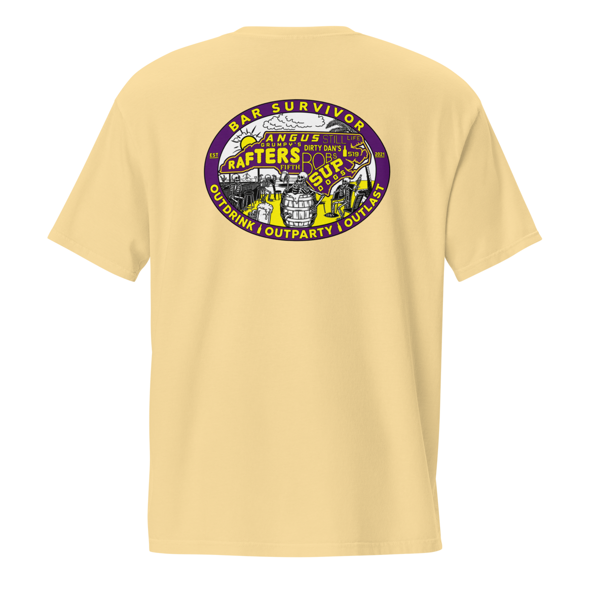 Bar Survivor Greenville Pocket Tee- Yellow