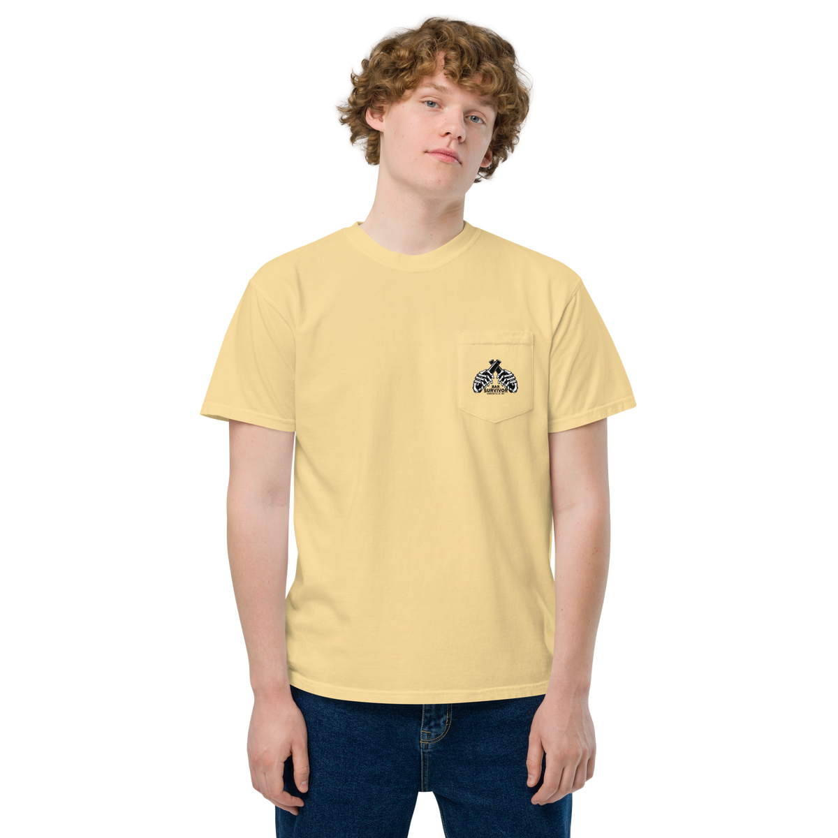 Bar Survivor Greenville Pocket Tee- Yellow