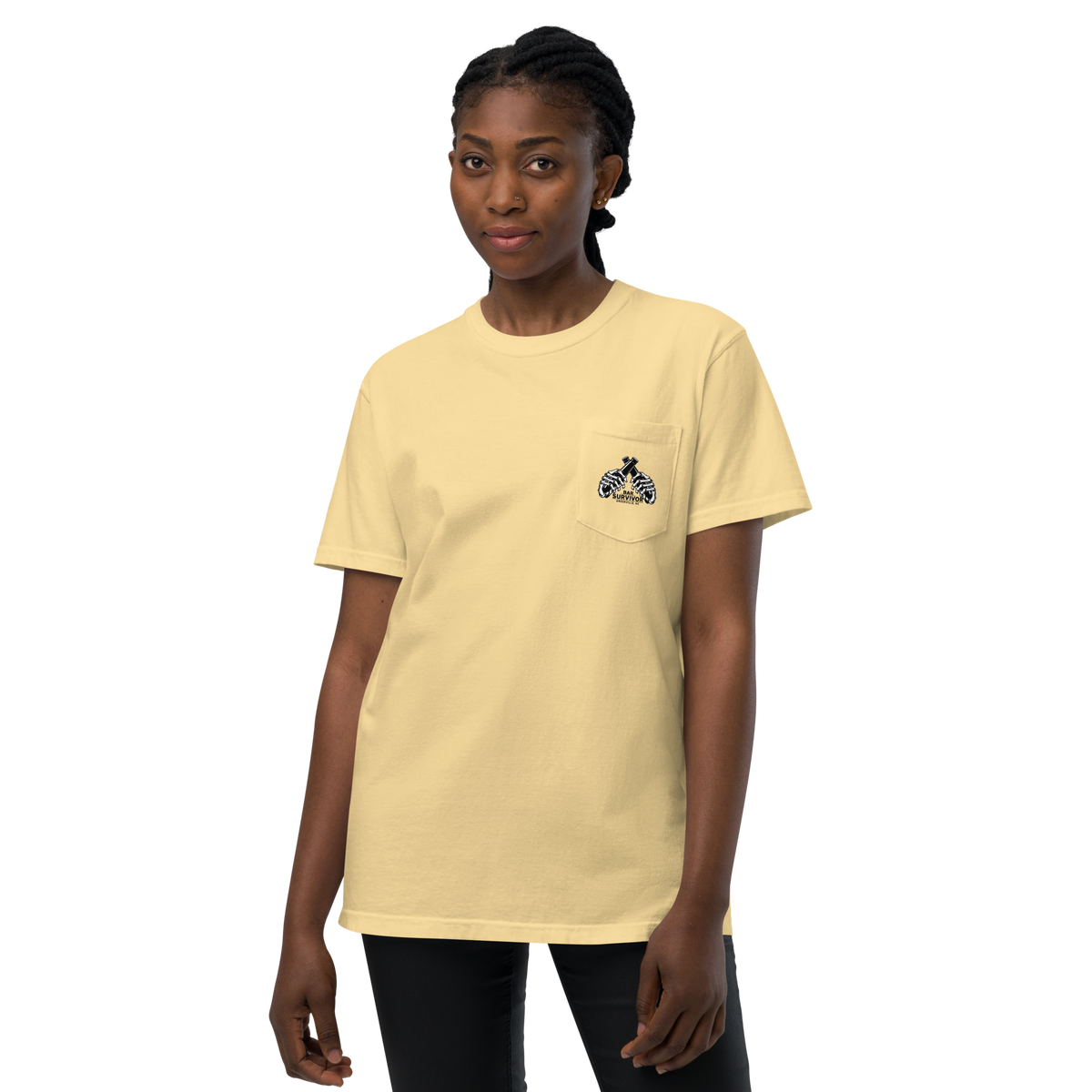 Bar Survivor Greenville Pocket Tee- Yellow