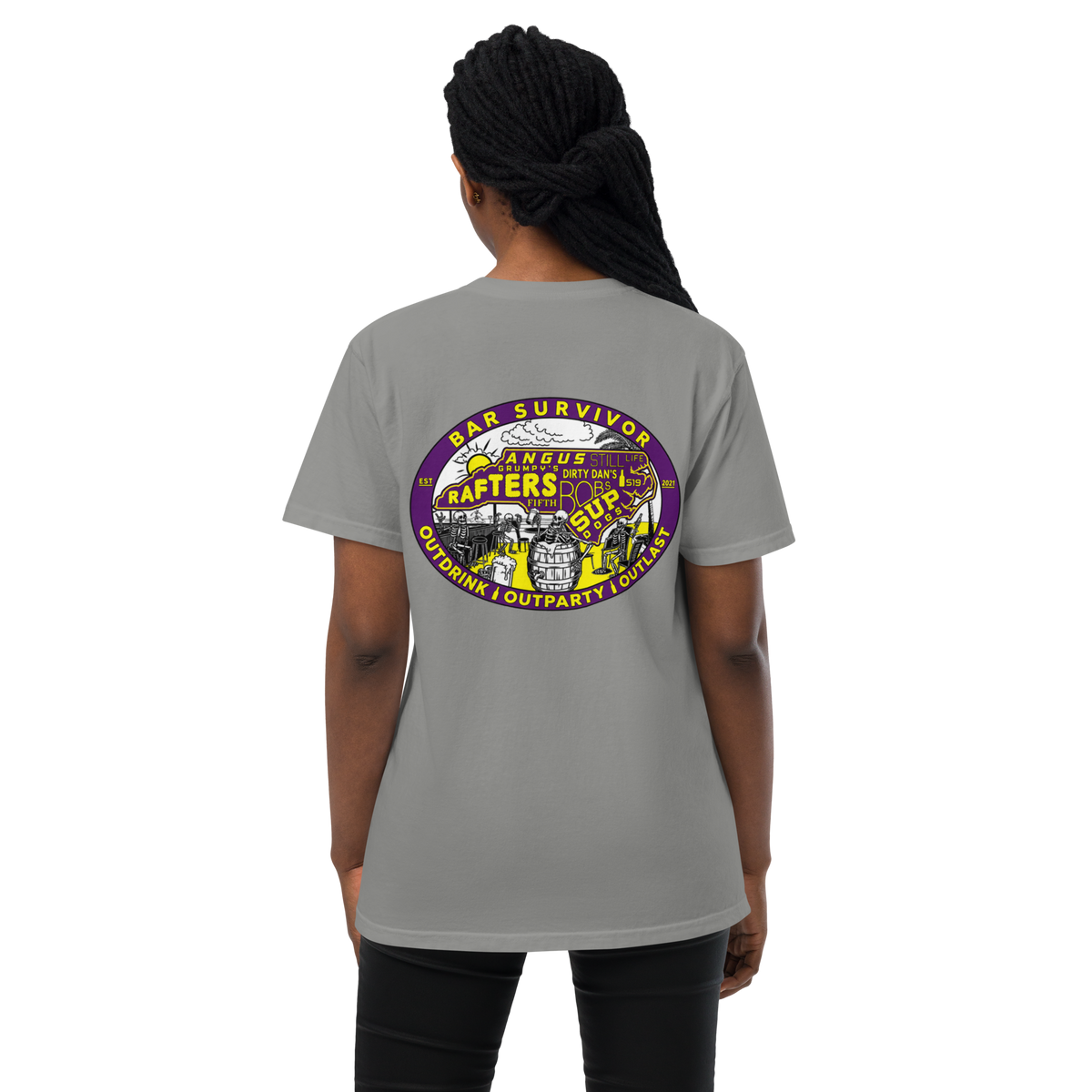 Bar Survivor Greenville Pocket Tee- Gray