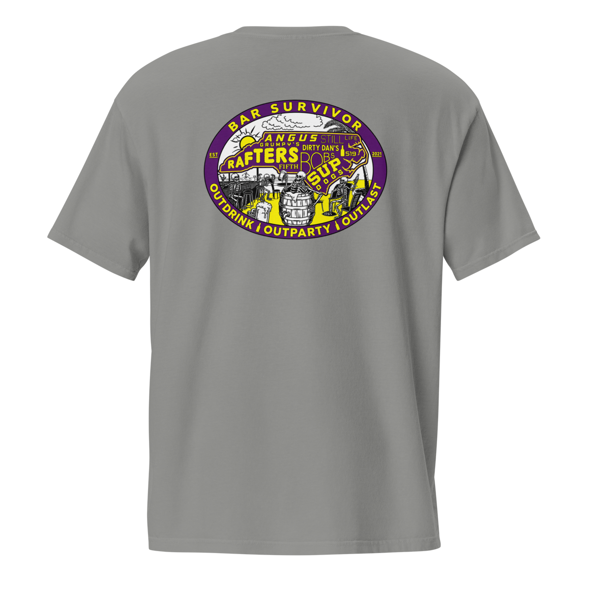 Bar Survivor Greenville Pocket Tee- Gray