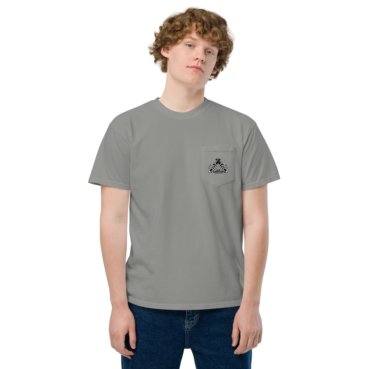 Bar Survivor Greenville Pocket Tee- Gray