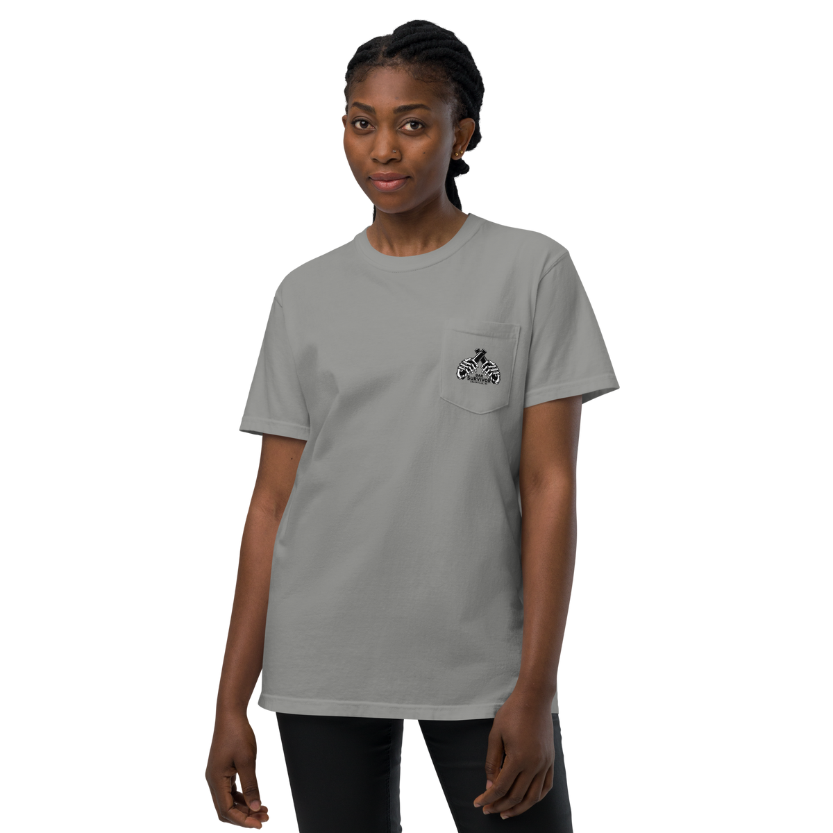 Bar Survivor Greenville Pocket Tee- Gray