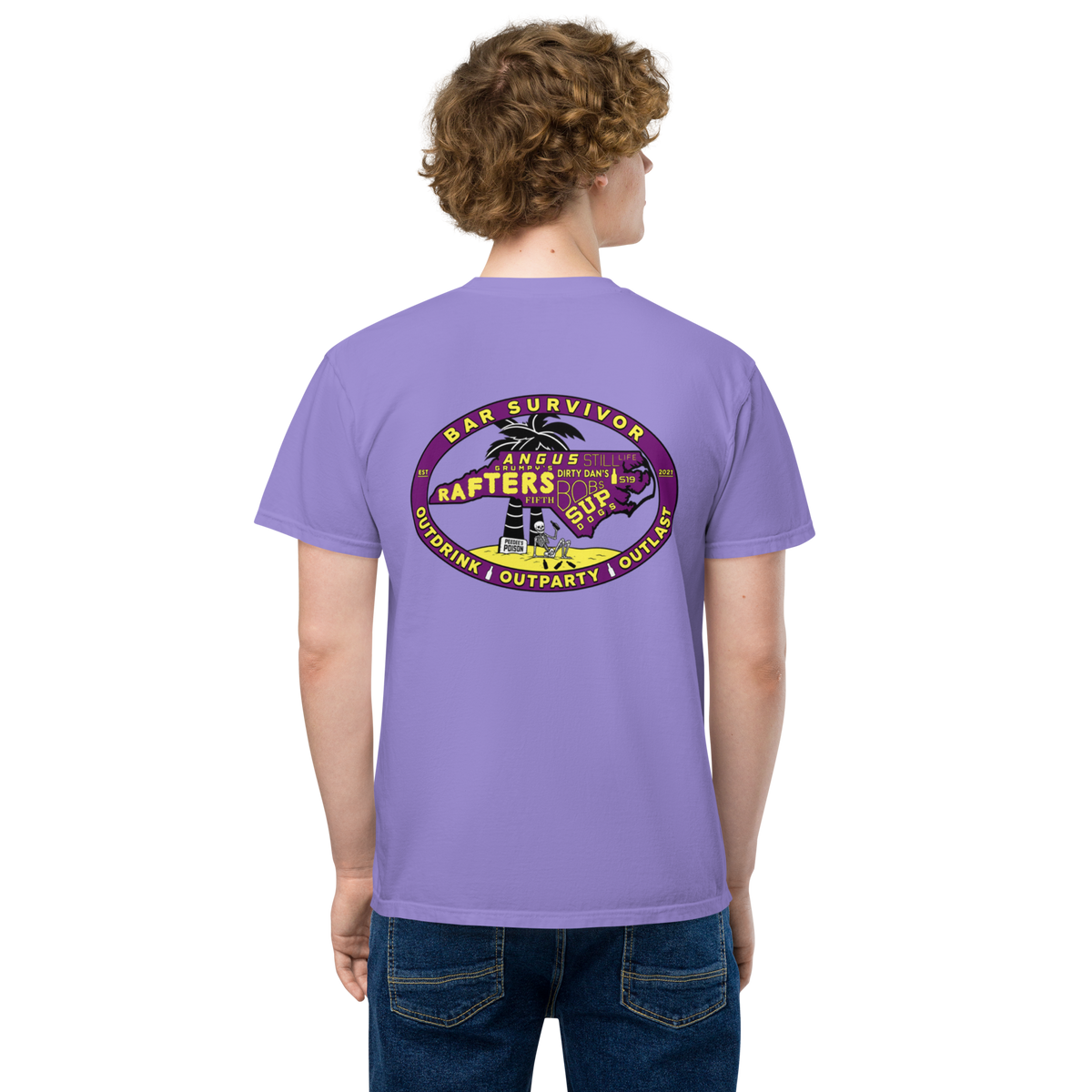 Bar Survivor Greenville OG Logo Pocket Tee- Purple
