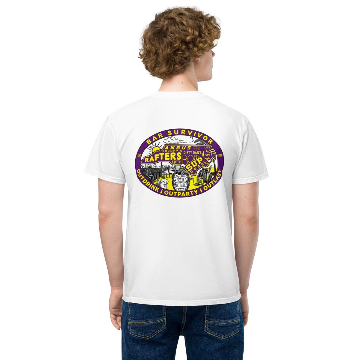 Bar Survivor Greenville Pocket Tee- White