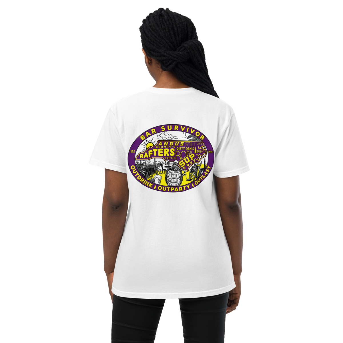 Bar Survivor Greenville Pocket Tee- White