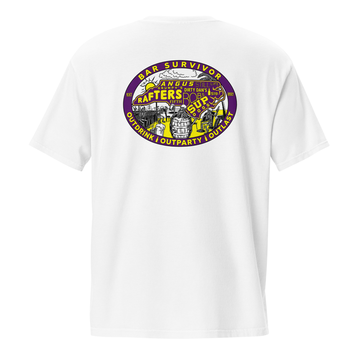Bar Survivor Greenville Pocket Tee- White