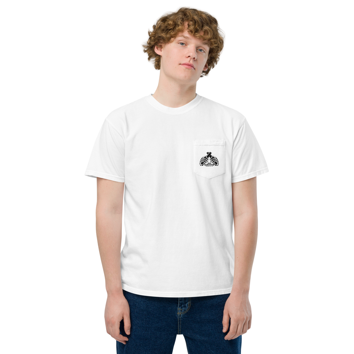 Bar Survivor Greenville Pocket Tee- White