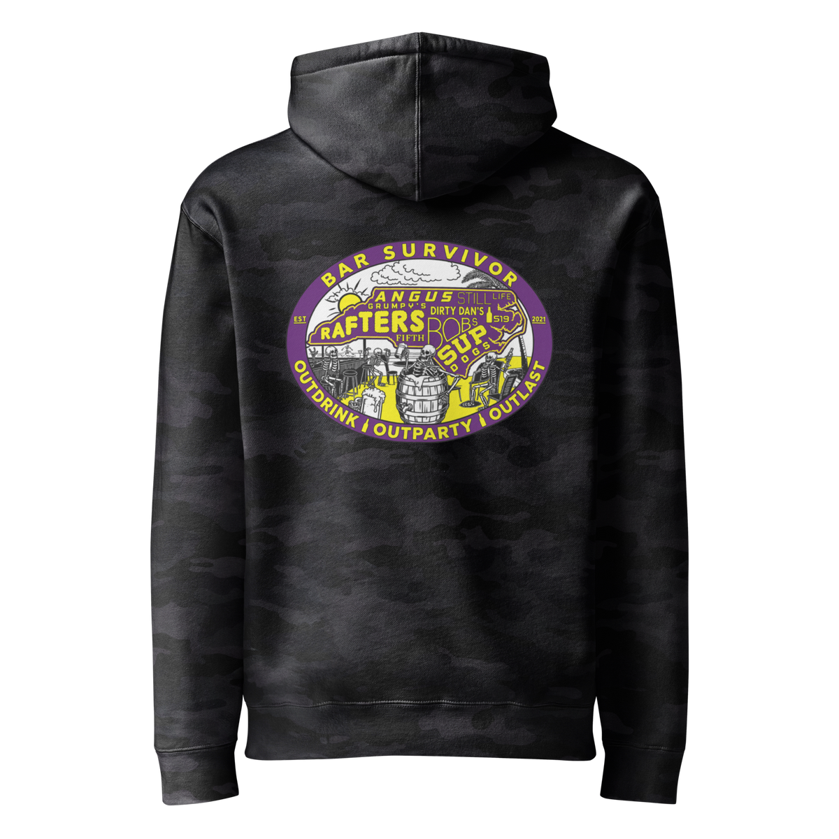 Bar Survivor Greenville Heavyweight Hoodie- Black Camo