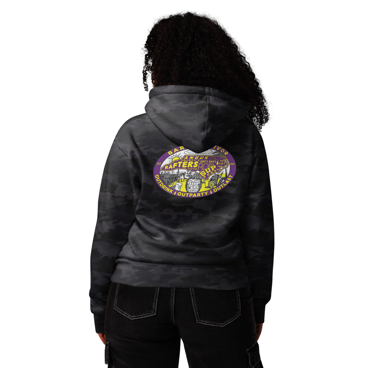 Bar Survivor Greenville Heavyweight Hoodie- Black Camo